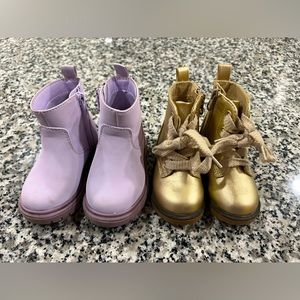 Toddler size 5 Cat and Jack baby girl combat boots purple and gold